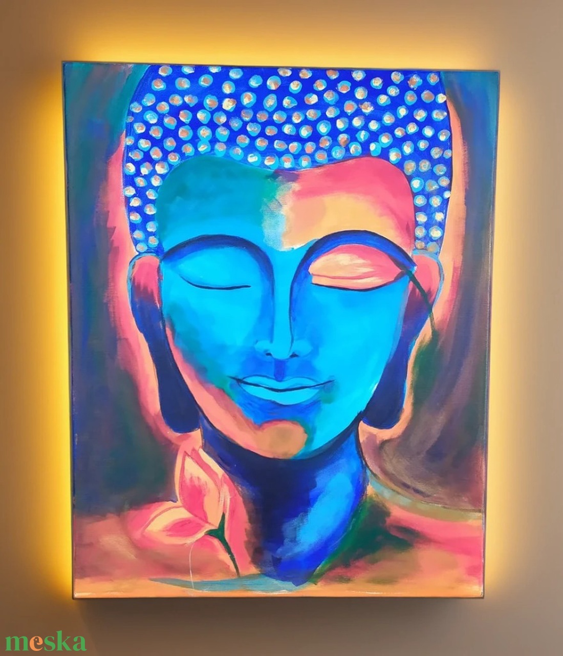  Békét hozó Buddha  Akril festmény vásznon Ajándék Ötlet, Karácsony alkalmából is! - otthon & életmód - dekoráció - spiritualitás - mandala - Meska.hu