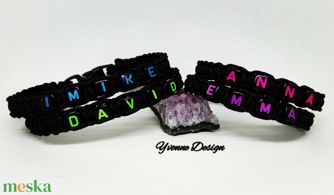 Duplasoros gyönyörű neves betűs makramé karkötő - ékszer - karkötő - névre szóló karkötő - Meska.hu