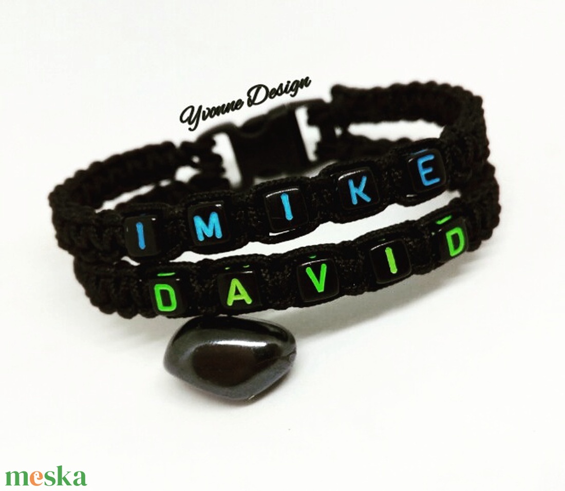 Duplasoros gyönyörű neves betűs makramé karkötő - ékszer - karkötő - névre szóló karkötő - Meska.hu