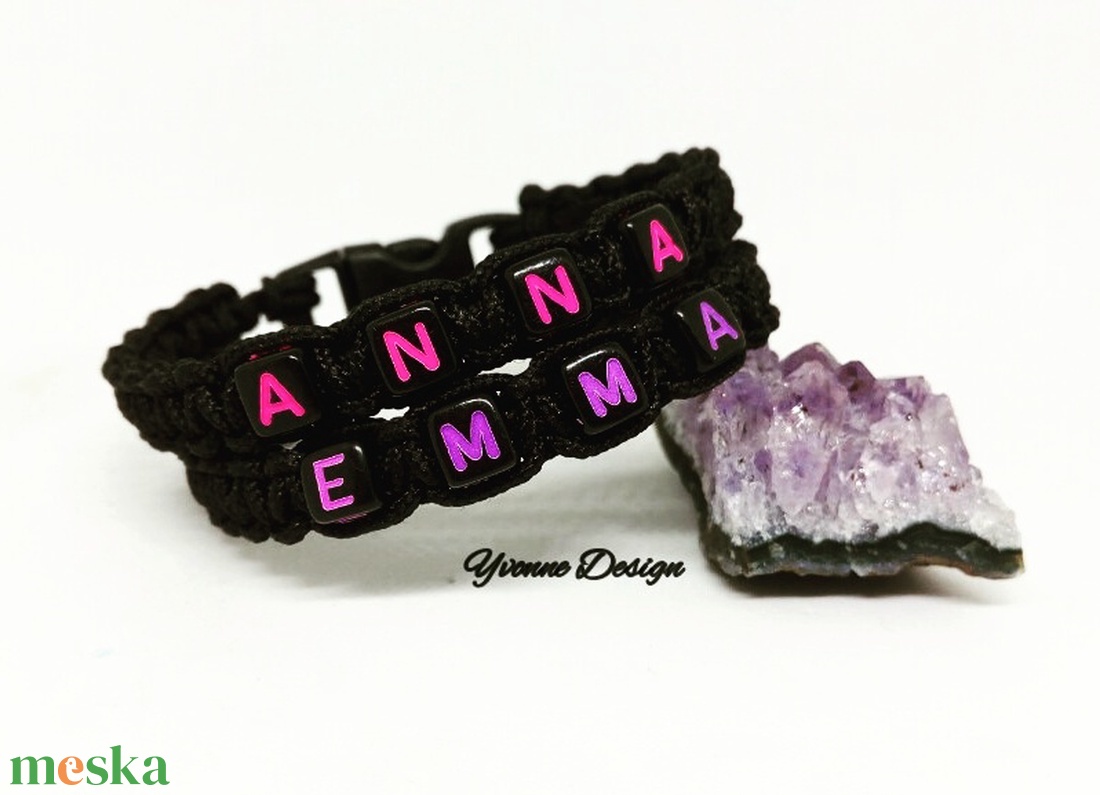 Duplasoros gyönyörű neves betűs makramé karkötő - ékszer - karkötő - névre szóló karkötő - Meska.hu