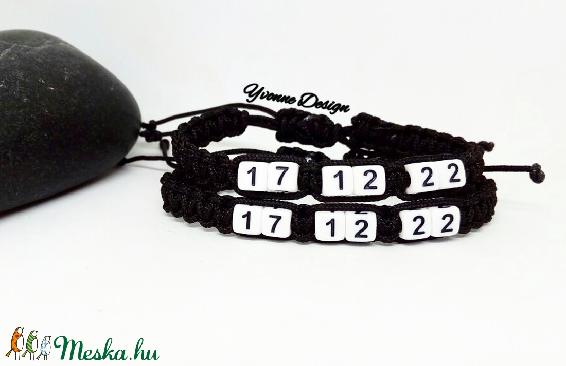 Dátummal számmal ellátott közös páros karkötő szerelmeseknek -  - Meska.hu