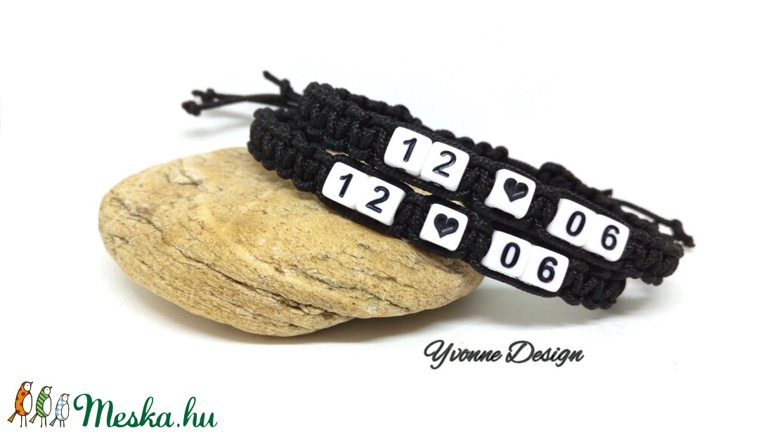 Dátummal számmal ellátott közös páros karkötő szerelmeseknek -  - Meska.hu