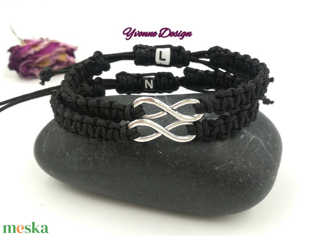 Végtelen jeles Forever together páros karkötő betűvel - ékszer - karkötő - fonott karkötő - Meska.hu