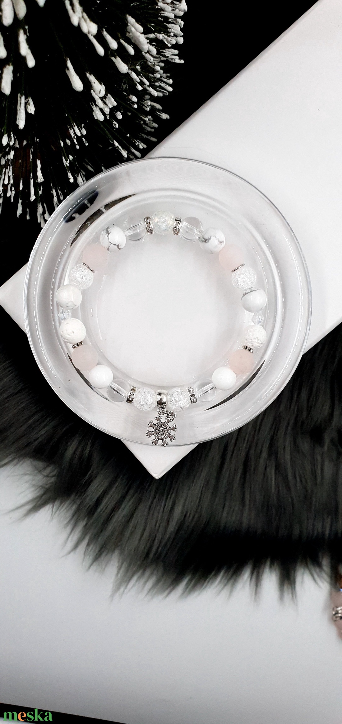 Hópehely kristálykarkötő - ékszer - karkötő - gyöngyös karkötő - Meska.hu