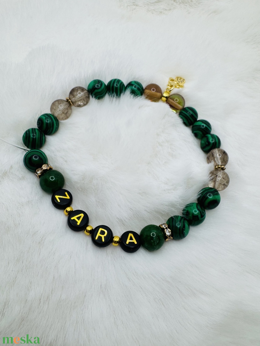 Malachit angyalka kristálykarkötő - ékszer - karkötő - ásványkarkötő - Meska.hu