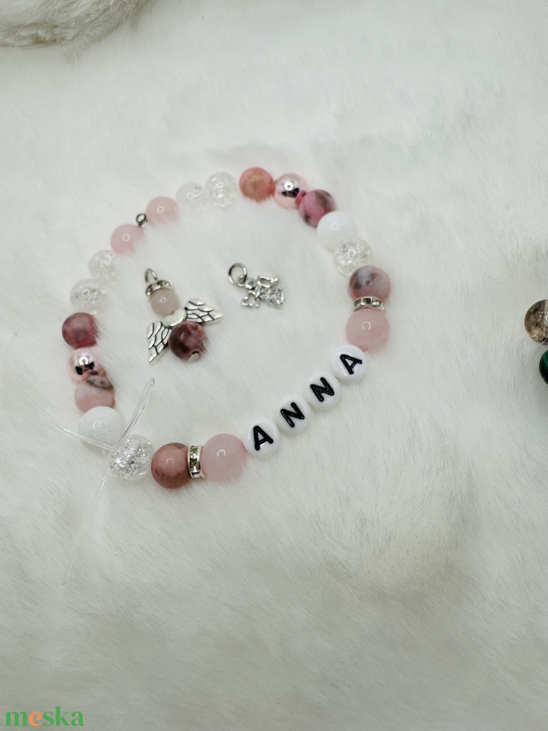 Pasztell angyalka kristálykarkötő - ékszer - karkötő - ásványkarkötő - Meska.hu