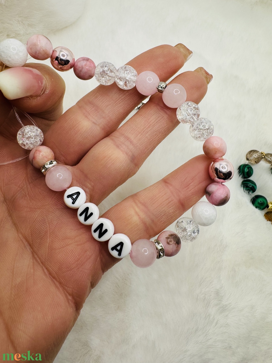 Pasztell angyalka kristálykarkötő - ékszer - karkötő - ásványkarkötő - Meska.hu