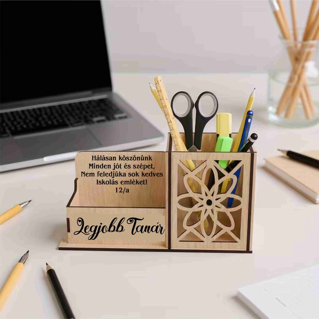 Ballagási ajándék tanároknak � feliratozott fa tolltartó | Pedagógus ajándék - otthon & életmód - dekoráció - dísztárgy - Meska.hu