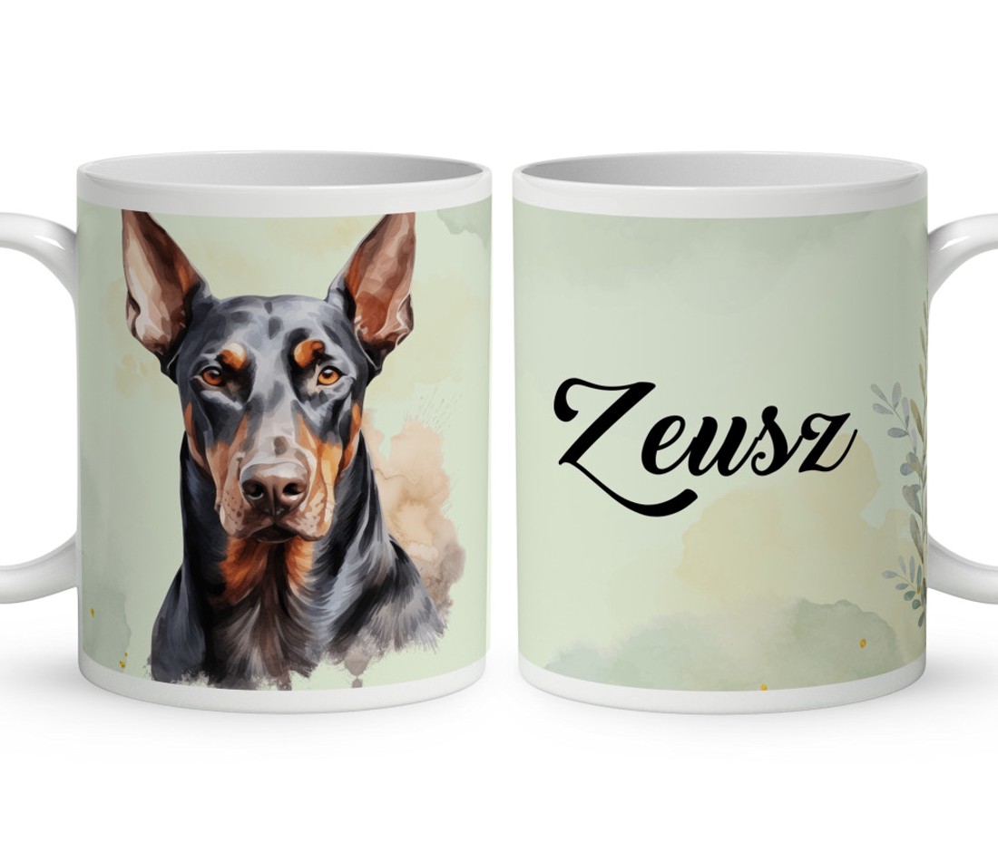 Névvel kérhető - Álló fülű Dobermann portré mintás bögre - otthon & életmód - konyhafelszerelés, tálalás - tálalás - bögre & csésze - Meska.hu