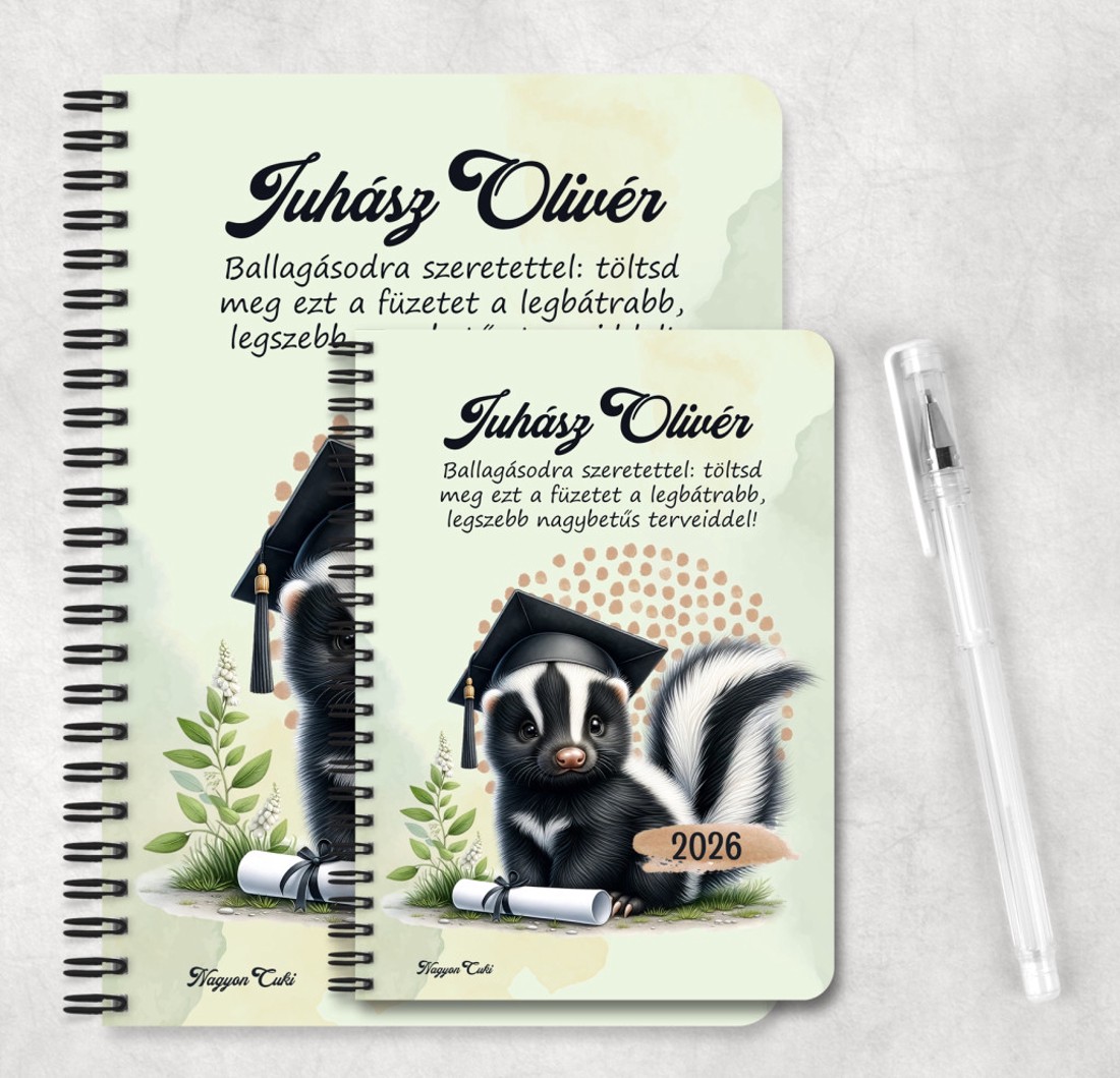 Személyre szabható - 2026 Ballagás - Borz mintás füzet - otthon & életmód - papír, írószer - jegyzetfüzet & napló - Meska.hu