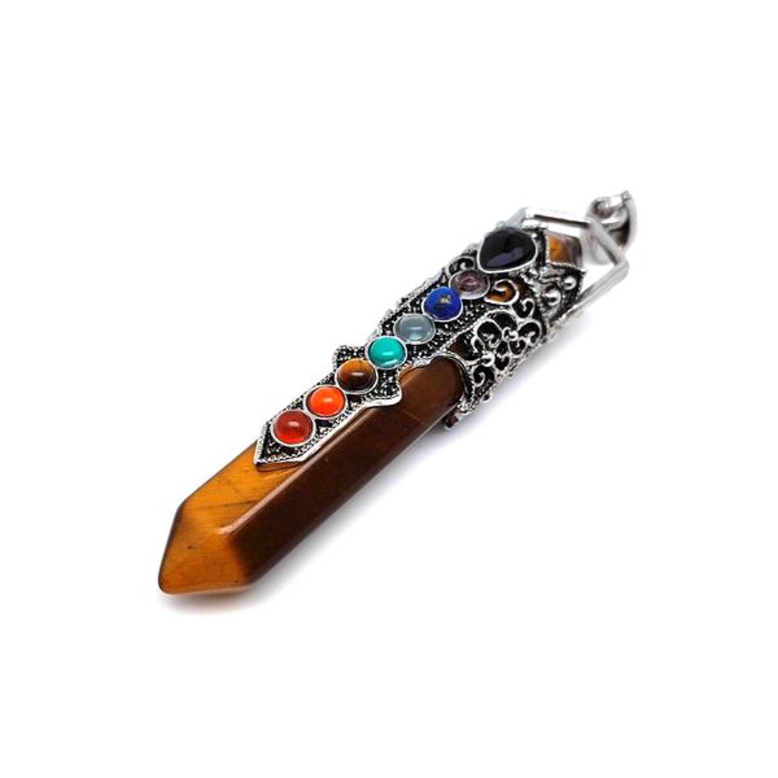 Csúcs fém korona csakra tigrisszem medál 2x8cm - ékszer - nyaklánc - medál - Meska.hu Csúcs fém korona csakra tigrisszem medál 2x8cm - ékszer - nyaklánc - medál - Meska.hu