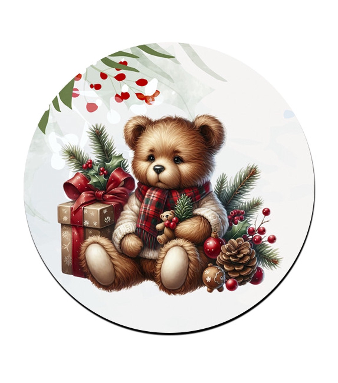 Karácsonyi Teddy maci (macival) bögre alátét - karácsony - karácsonyi lakásdekoráció - ünnepi asztaldekoráció - Meska.hu