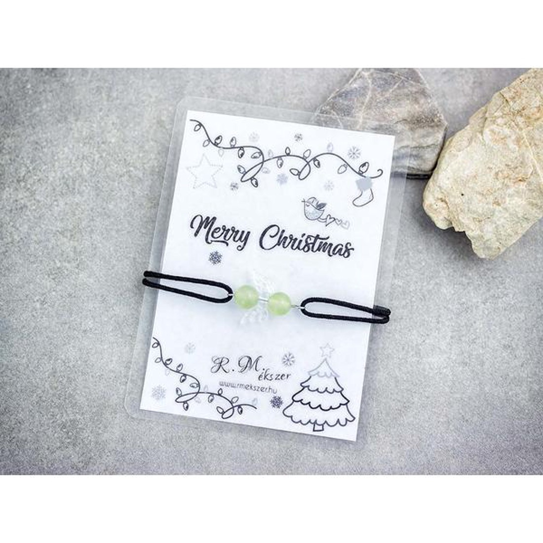 Merry Christmas jáde angyal karkötő - ékszer - karkötő - karkötő medállal - Meska.hu