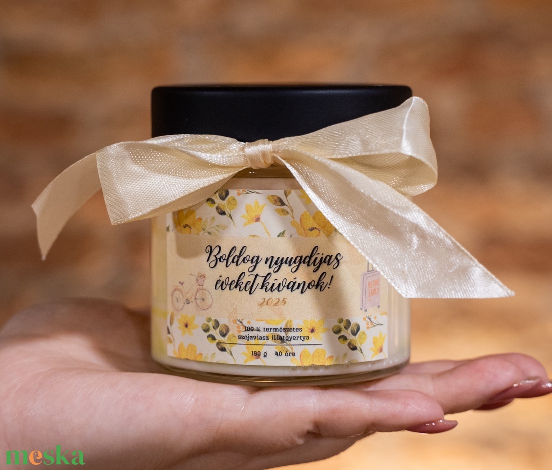 Egyedi, Boldog nyugdíjas éveket tégelyes gyertya ajándék - otthon & életmód - gyertya, illat, aroma - gyertya - Meska.hu Egyedi, Boldog nyugdíjas éveket tégelyes gyertya ajándék - otthon & életmód - gyertya, illat, aroma - gyertya - Meska.hu