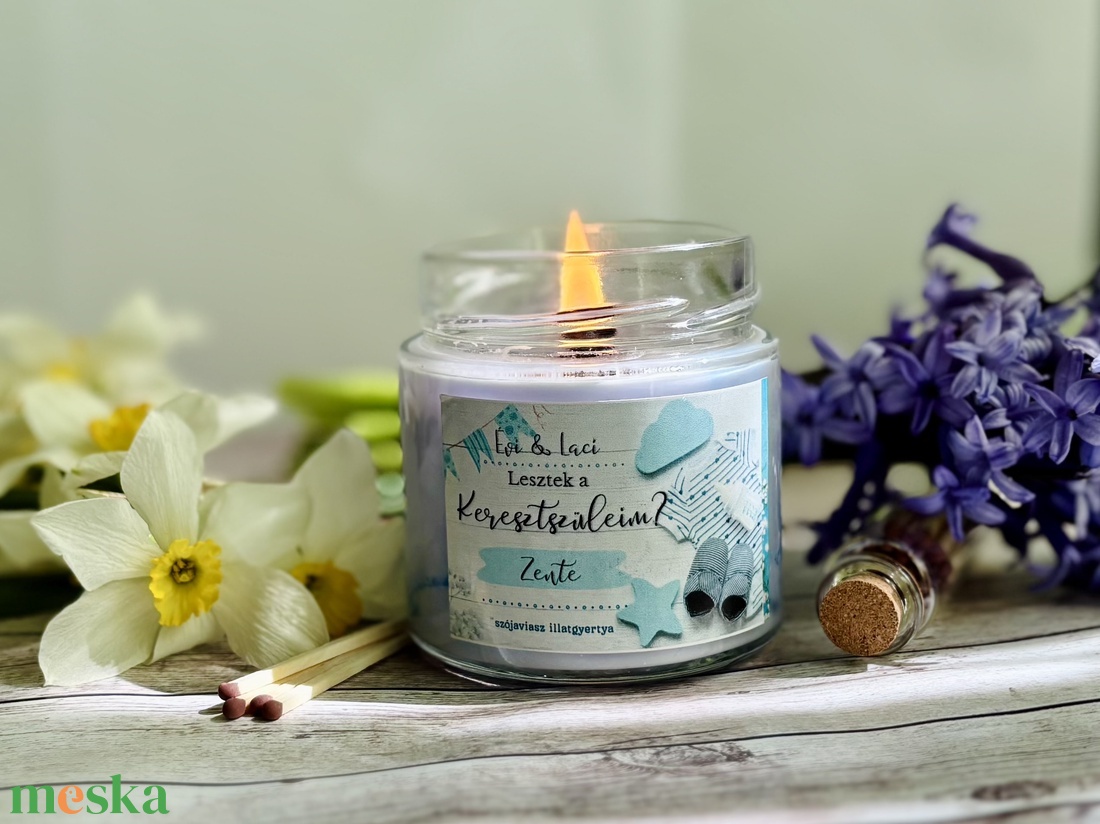 Egyedi keresztszülő felkérő gyertya ajándék, fiús/lányos - otthon & életmód - gyertya, illat, aroma - gyertya - Meska.hu