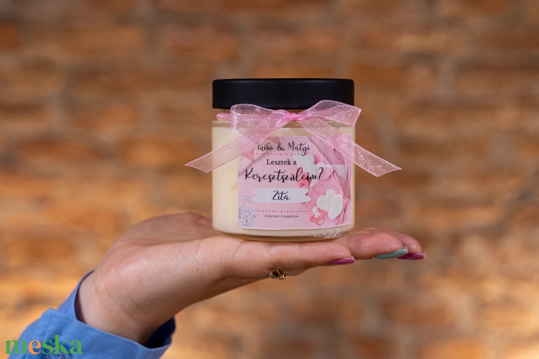 Egyedi keresztszülő felkérő gyertya ajándék, fiús/lányos - otthon & életmód - gyertya, illat, aroma - gyertya - Meska.hu