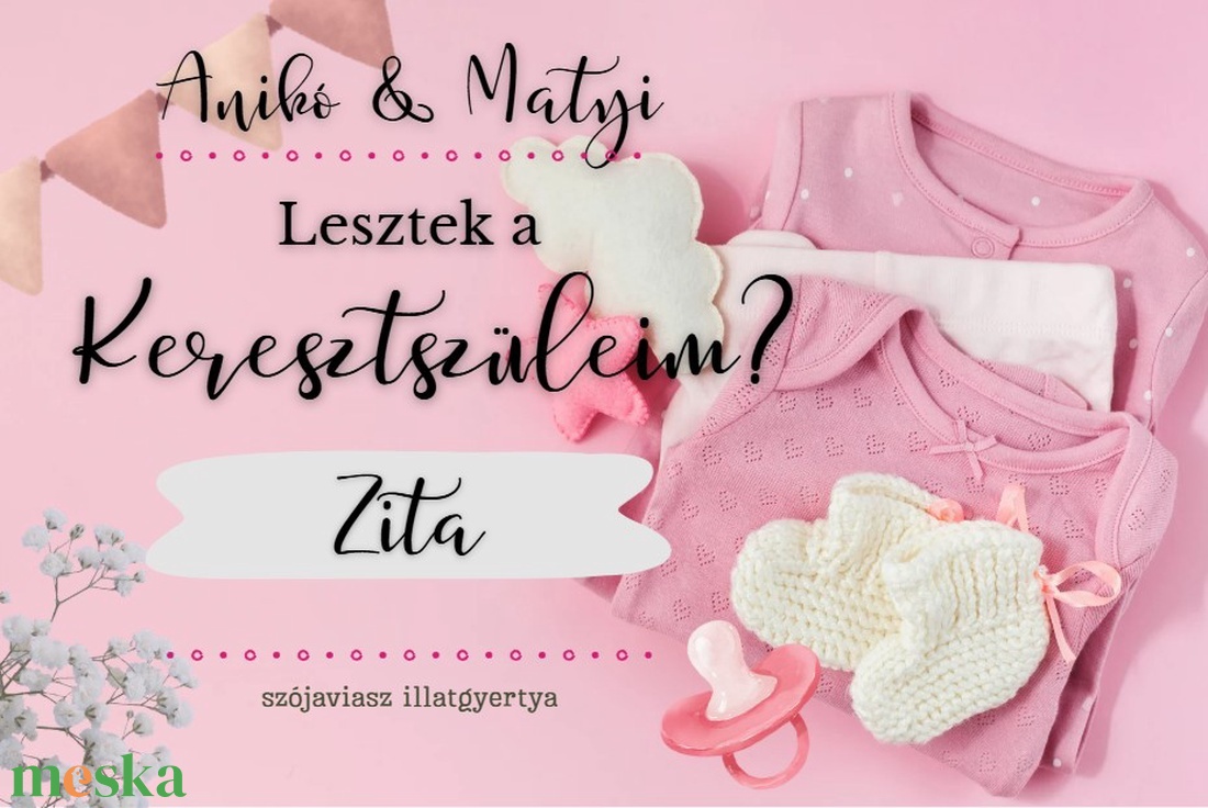 Egyedi keresztszülő felkérő gyertya ajándék, fiús/lányos - otthon & életmód - gyertya, illat, aroma - gyertya - Meska.hu