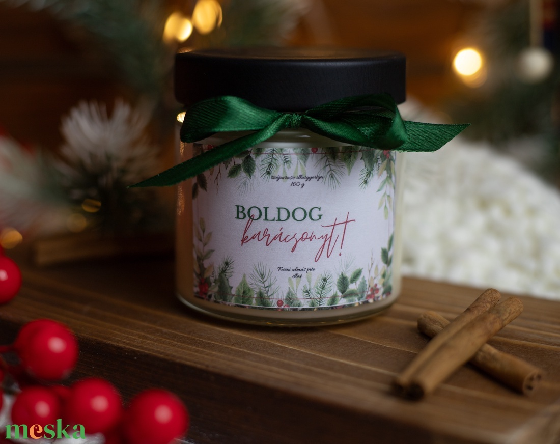 Boldog karácsonyt! illatgyertya - karácsony - karácsonyi lakásdekoráció - karácsonyi illatgyertya, mécses - Meska.hu