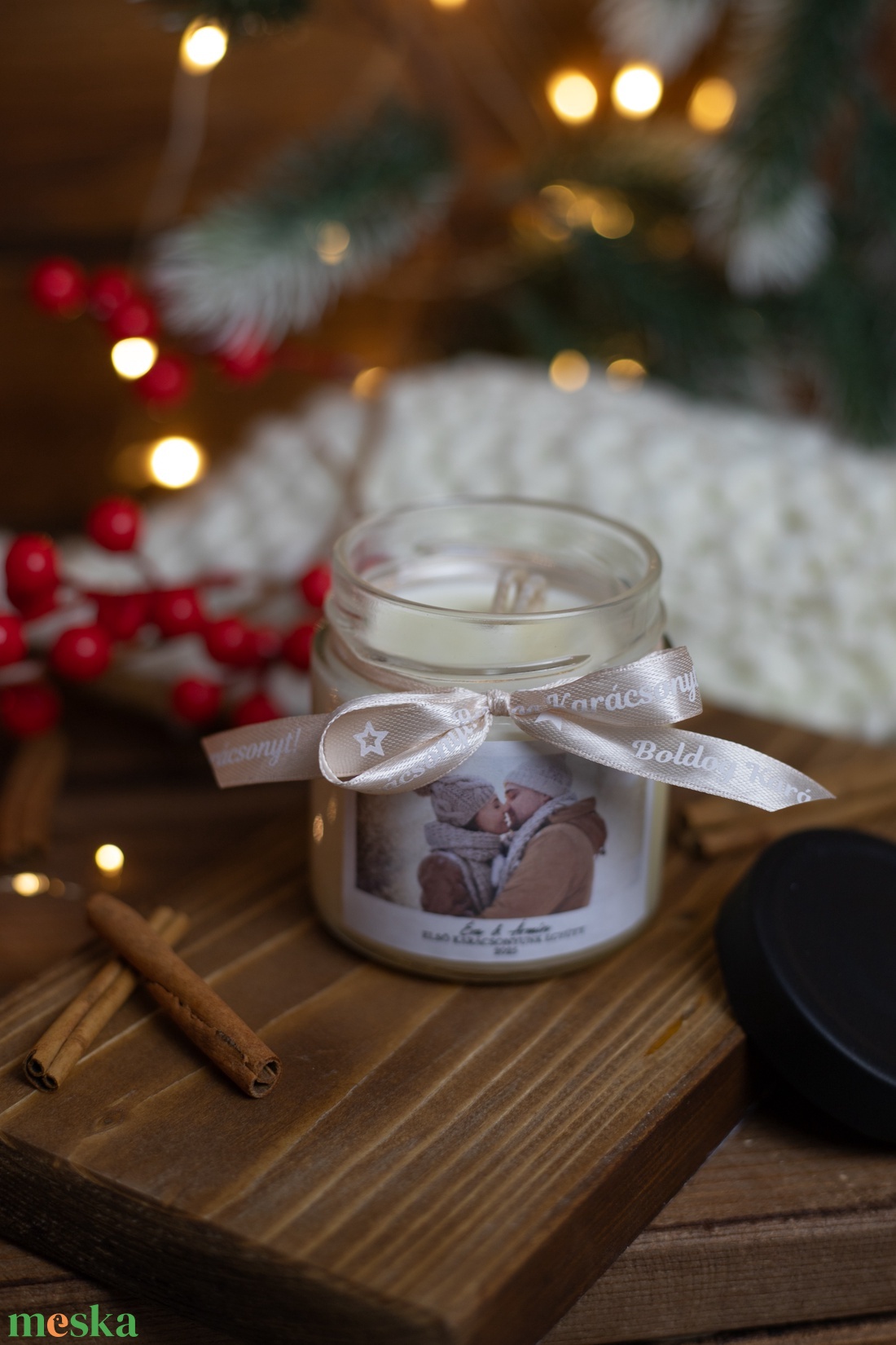 Első karácsonyunk együtt egyedi fényképes illatgyertya - karácsony - karácsonyi lakásdekoráció - karácsonyi illatgyertya, mécses - Meska.hu