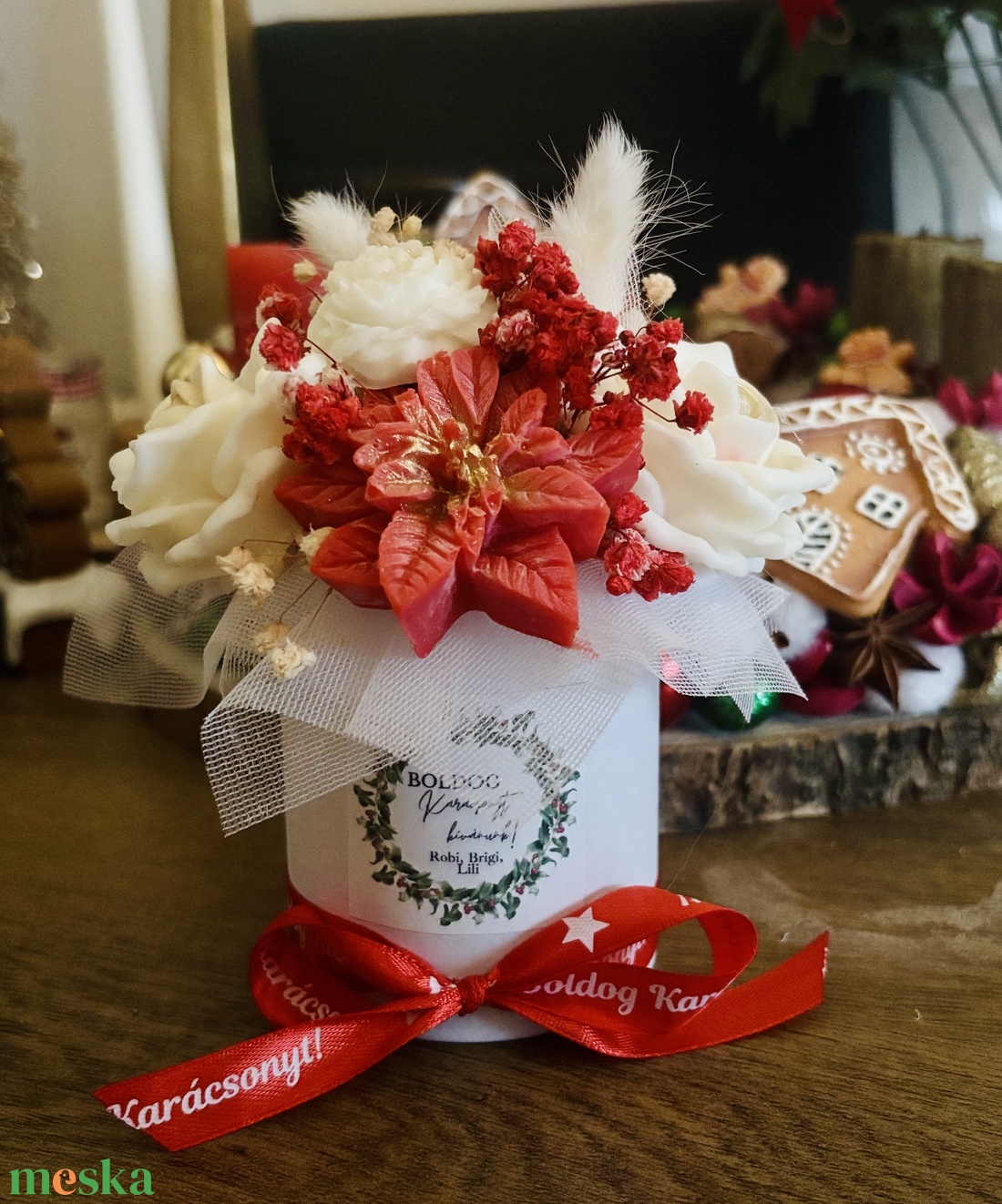 Illatos karácsonyi mini virágbox - karácsony - karácsonyi lakásdekoráció - karácsonyi illatgyertya, mécses - Meska.hu