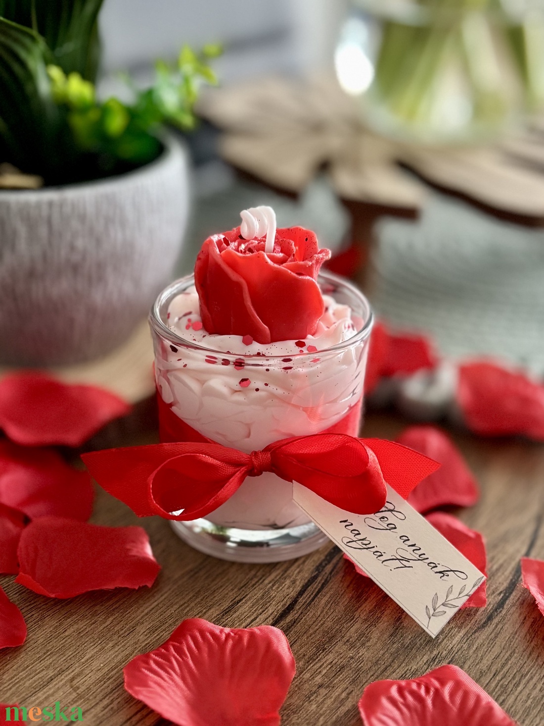 Rózsa illatgyertya pohárban Valentin napra, anyák napjára, nőnapra, pedagógus napra többféle színben - otthon & életmód - gyertya, illat, aroma - gyertya - Meska.hu