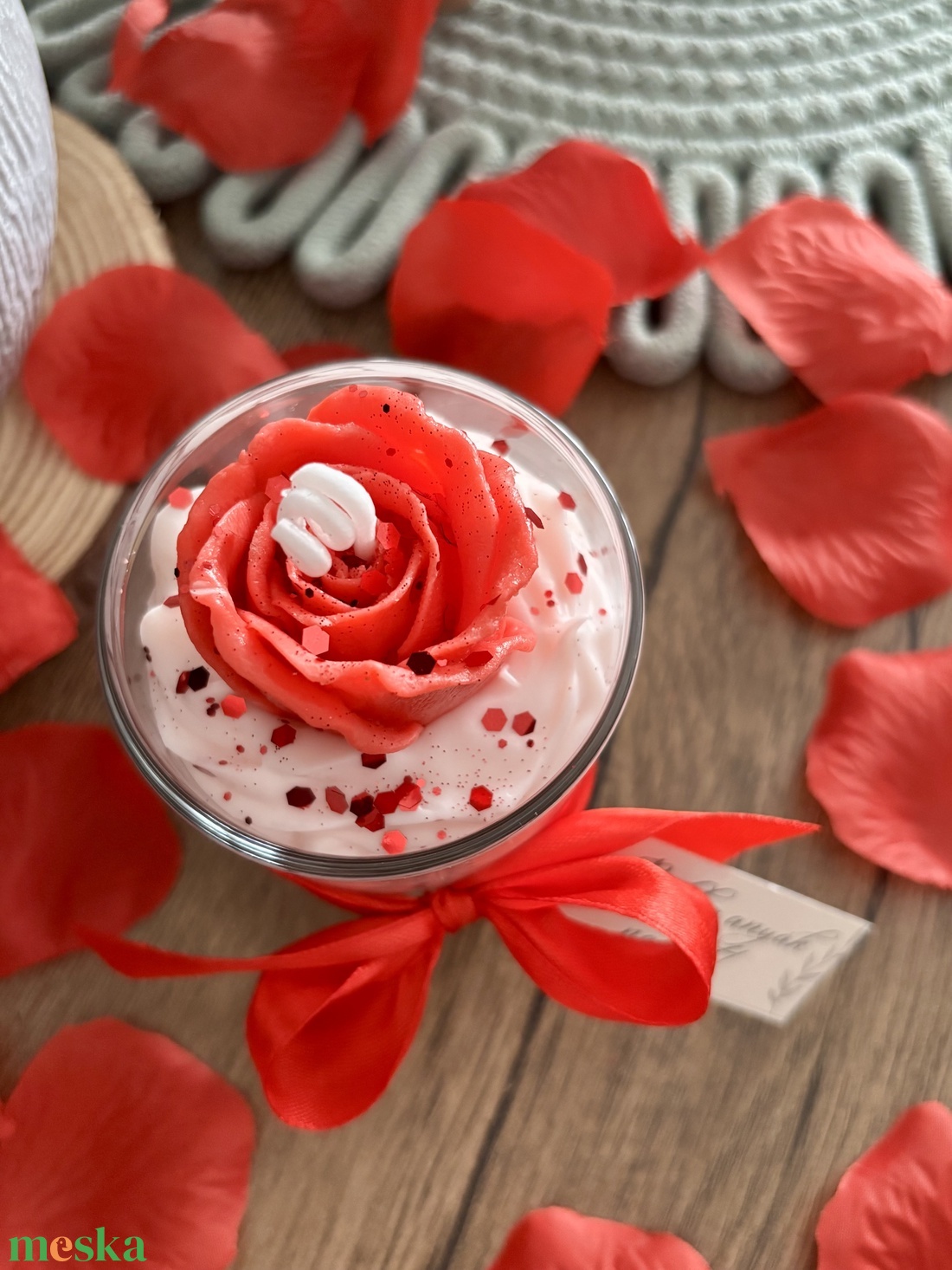 Rózsa illatgyertya pohárban Valentin napra, anyák napjára, nőnapra, pedagógus napra többféle színben - otthon & életmód - gyertya, illat, aroma - gyertya - Meska.hu