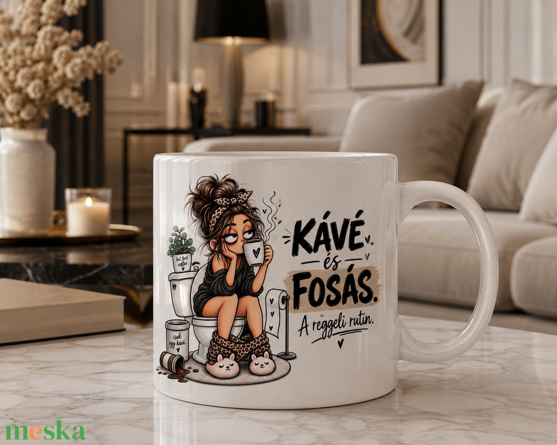 Kávé és fosás - kerámia bögre - otthon & életmód - konyhafelszerelés, tálalás - tálalás - bögre & csésze - Meska.hu
