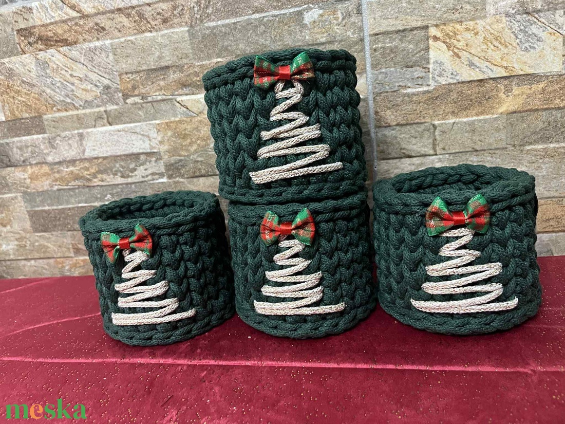 Horgolt kosár - otthon & életmód - tárolás & rendszerezés - tárolókosár - Meska.hu