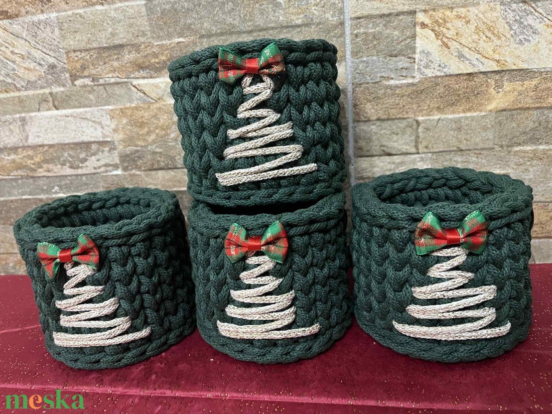 Horgolt kosár - otthon & életmód - tárolás & rendszerezés - tárolókosár - Meska.hu