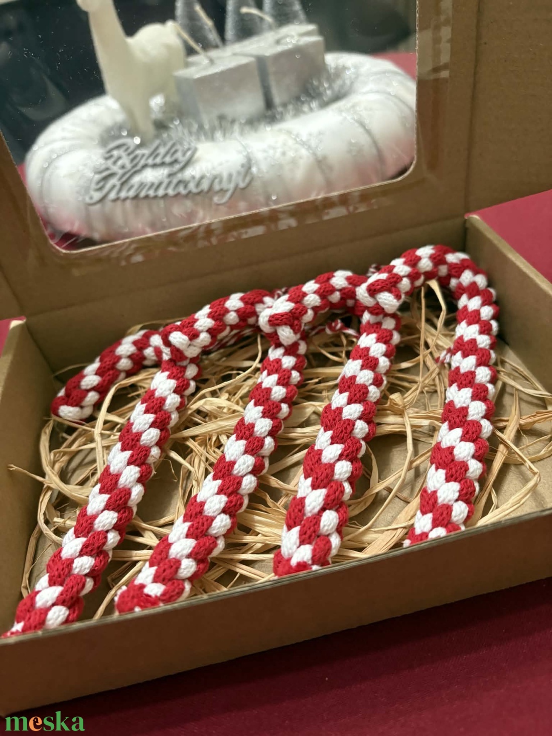 Makramé cukorkabot - karácsony - karácsonyi lakásdekoráció - karácsonyfadíszek - Meska.hu