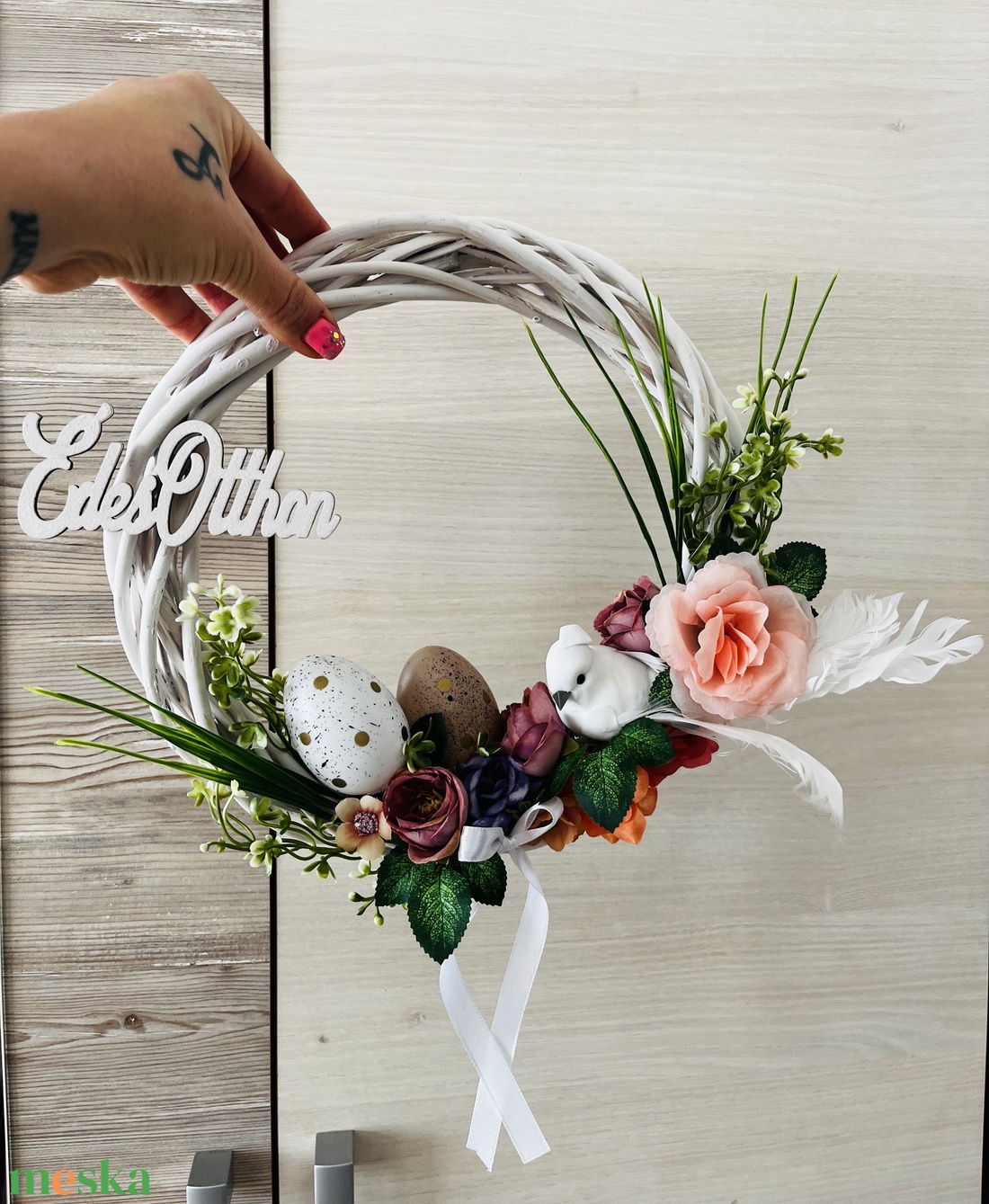 Édes otthon húsvéti  ajtókopogtató - otthon & életmód - dekoráció - ajtó- és ablak dekoráció - ablakdísz - Meska.hu