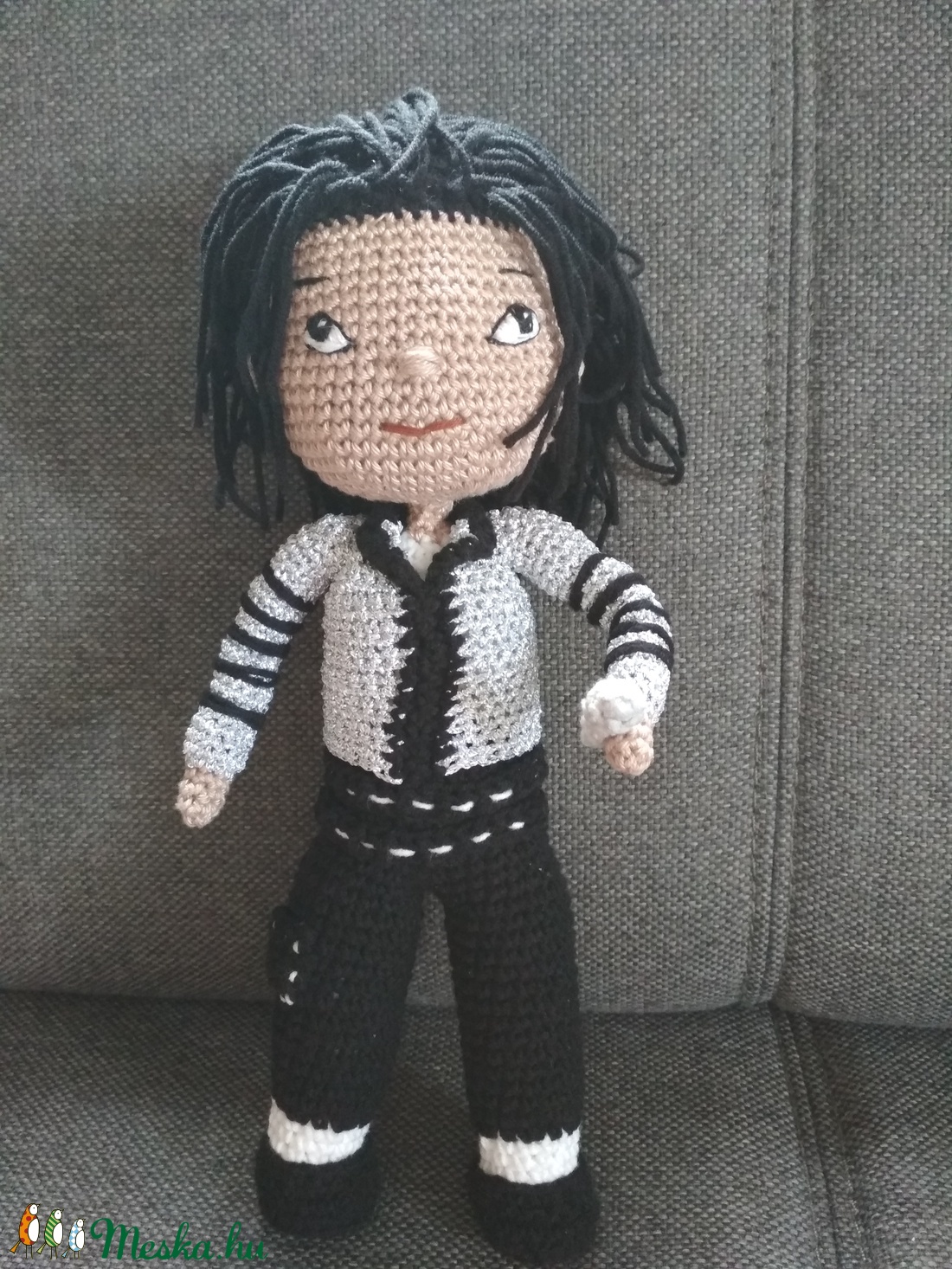 Horgolt Michael Jackson baba - művészet - textilkép - egyéb - Meska.hu Horgolt Michael Jackson baba - művészet - textilkép - egyéb - Meska.hu