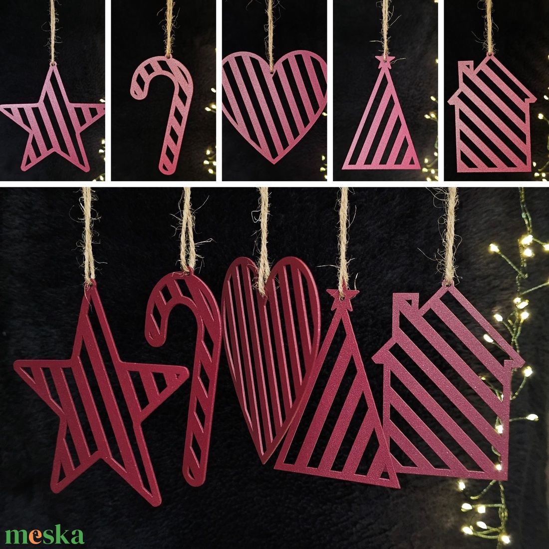 Karácsonyfadíszek - 5 db-os burgundi vörös szett - karácsony - karácsonyi lakásdekoráció - karácsonyfadíszek - Meska.hu