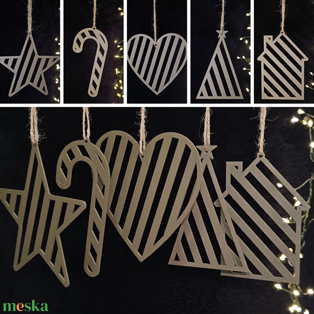 Karácsonyfadíszek - 5 db-os khaki bronz szett - karácsony - karácsonyi lakásdekoráció - karácsonyfadíszek - Meska.hu
