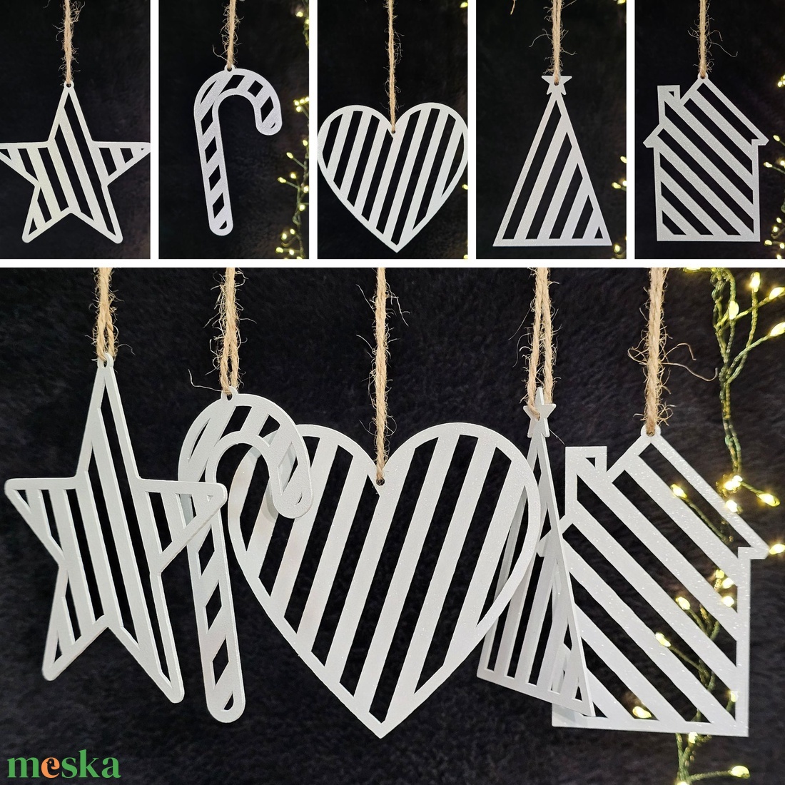 Karácsonyfadíszek - 5 db-os jégfehér szett - karácsony - karácsonyi lakásdekoráció - karácsonyfadíszek - Meska.hu
