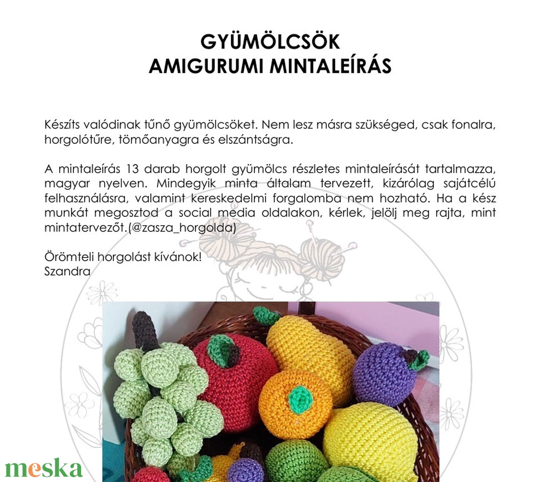 MINTALEÍRÁS-gyümölcsök - diy (csináld magad) - szabásminta, útmutató - horgolási minta - Meska.hu MINTALEÍRÁS-gyümölcsök - diy (csináld magad) - szabásminta, útmutató - horgolási minta - Meska.hu