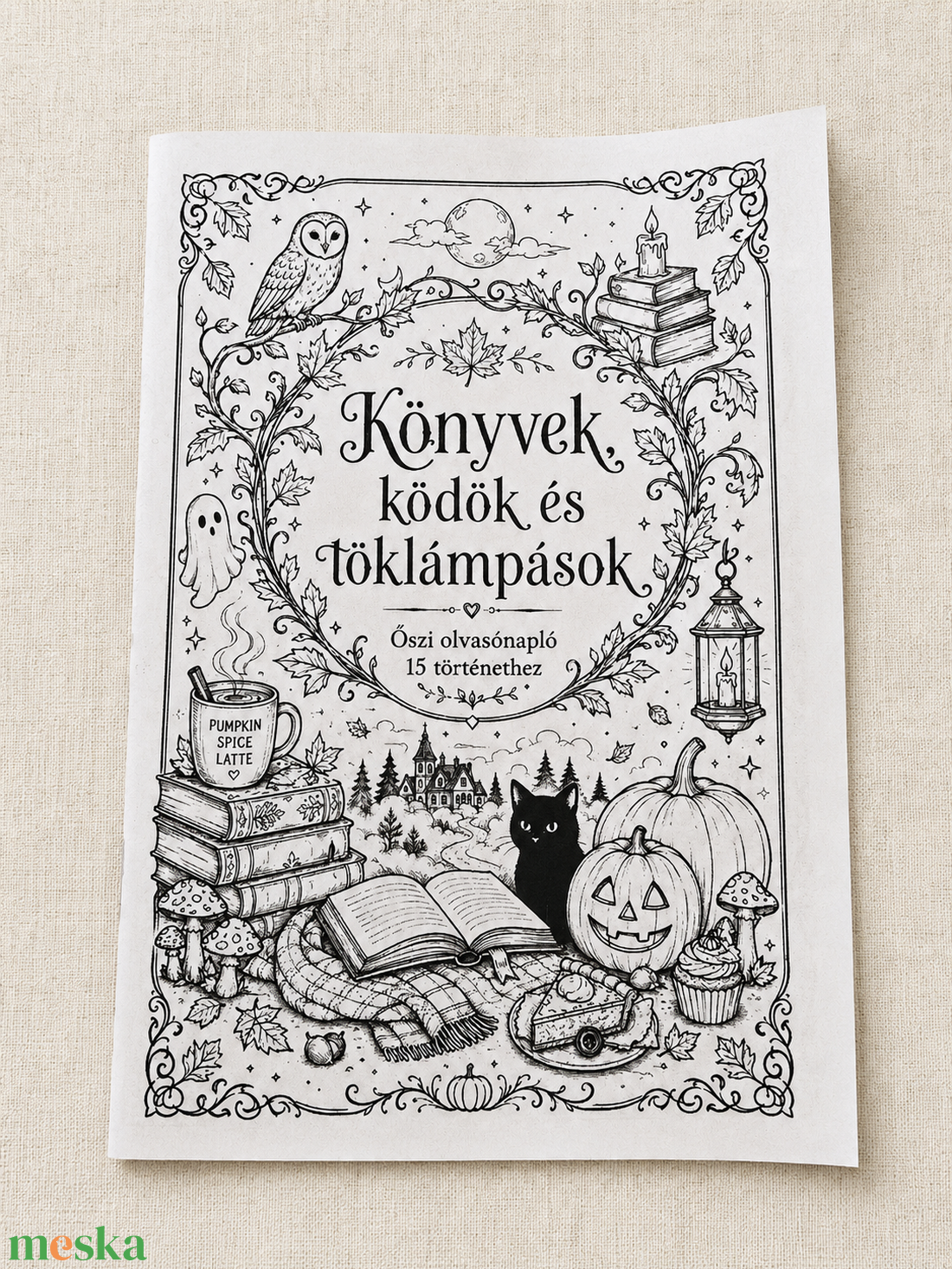 Könyvek, ködök és töklámpások - őszi olvasónapló és színező - otthon & életmód - papír, írószer - színező - Meska.hu
