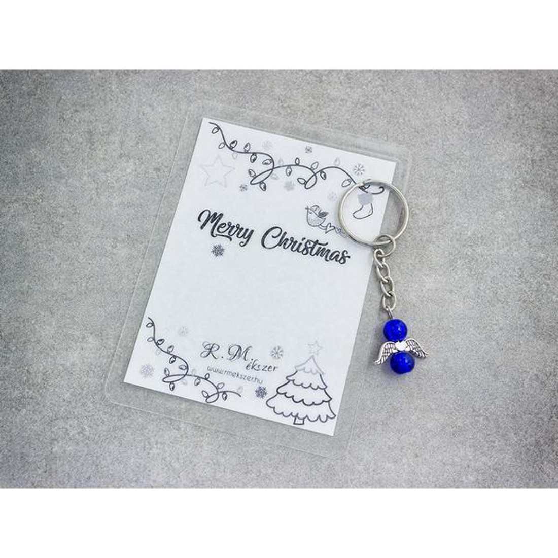 Merry Christmas sötétkék angyal medálos kulcstartó - táska & tok - kulcstartó & táskadísz - kulcstartó - Meska.hu