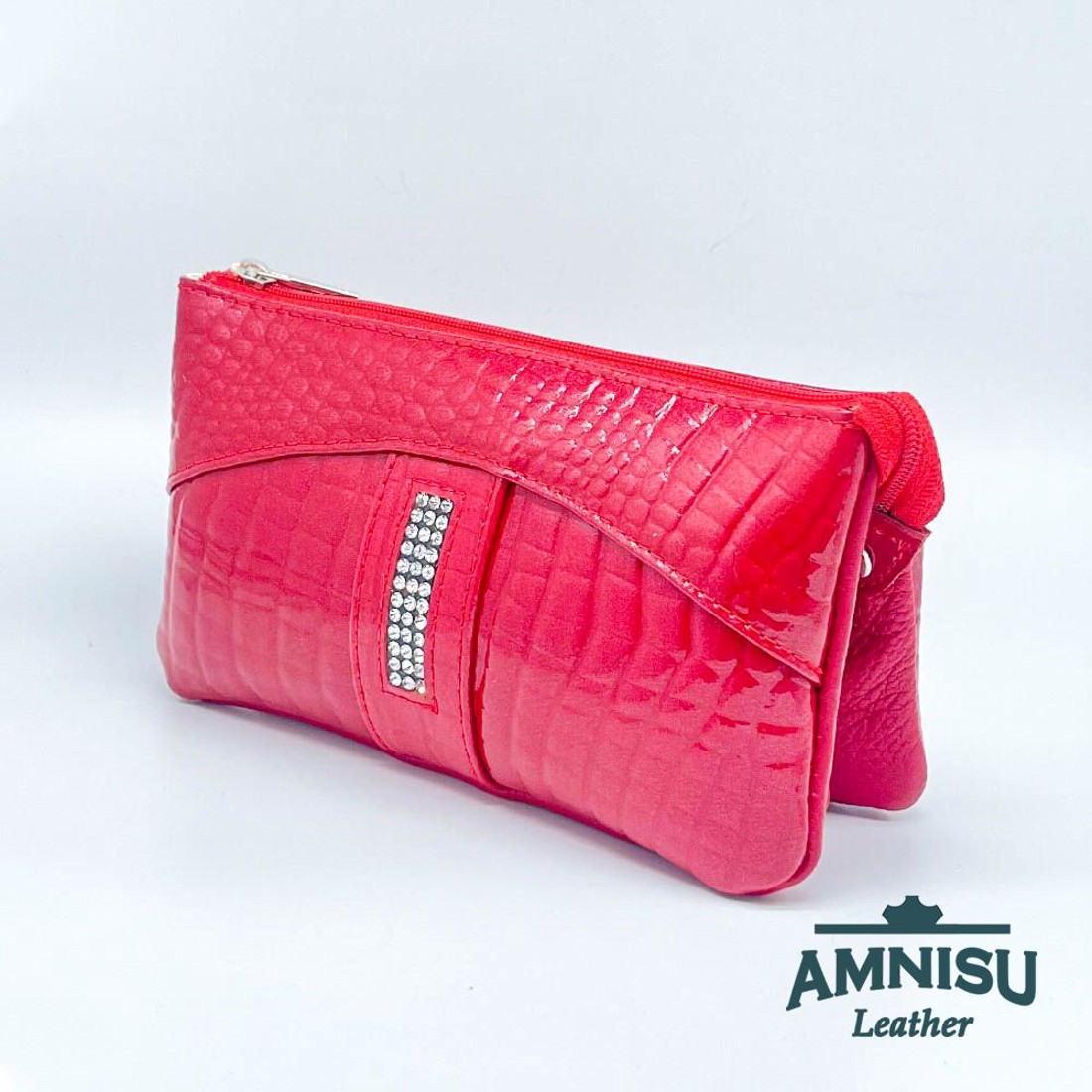 Piros lakk krokkómintás egyenes kristály köves női pénztárca G5008 - táska & tok - pénztárca & más tok - pénztárca - női pénztárca - Meska.hu