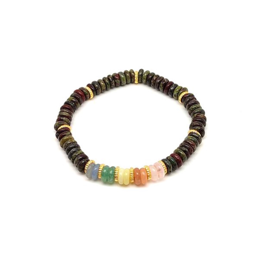 Sárkány jáspis ásvány karkötő 5 korong köves díszítéssel 6�2 mm - ékszer - karkötő - ásványkarkötő - Meska.hu