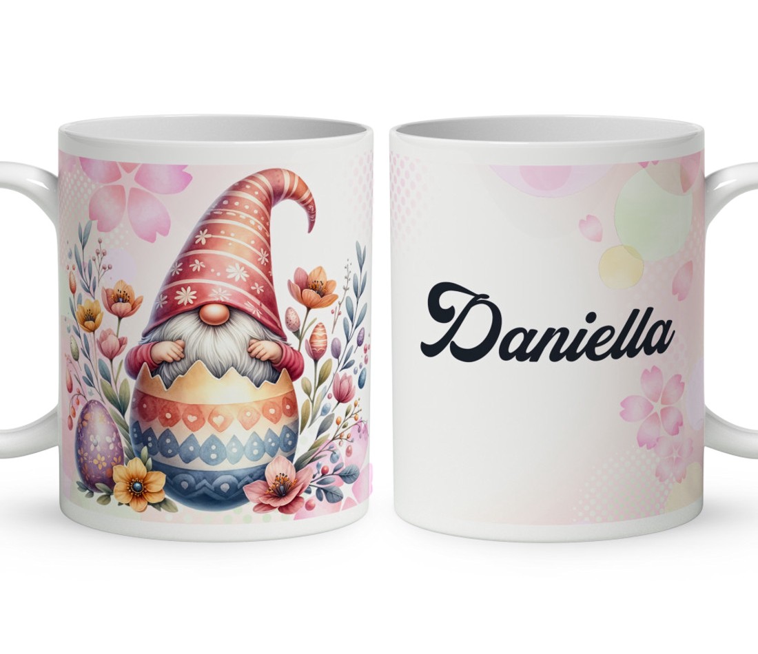 Névvel kérhető - Virágos Húsvéti manó mintás bögre - otthon & életmód - konyhafelszerelés, tálalás - tálalás - bögre & csésze - Meska.hu