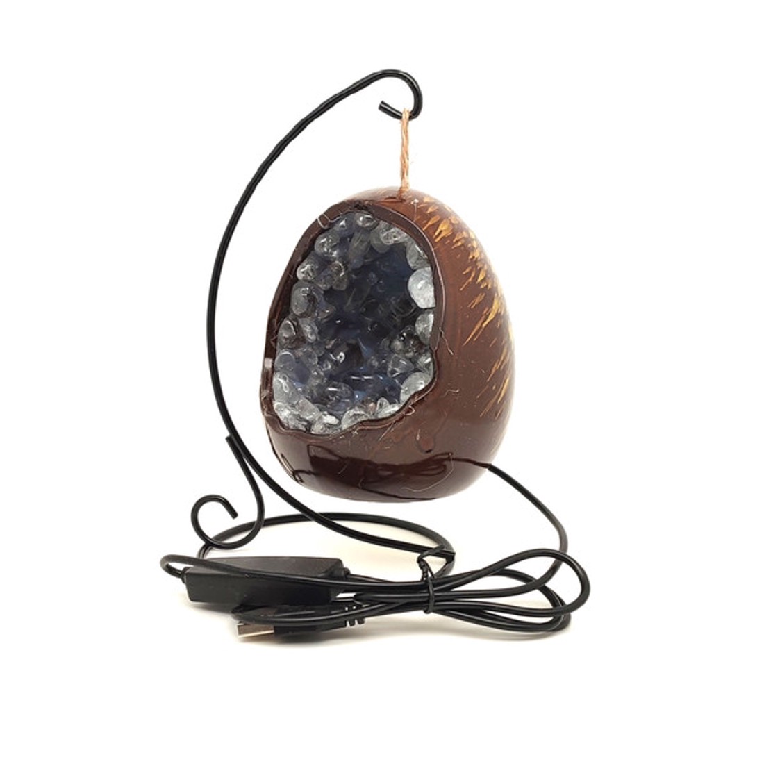 Hegyikristály tojás hangulatlámpa fém állvánnyal 10 cm - kellékek & szerszámok - ásvány alapanyag - Meska.hu