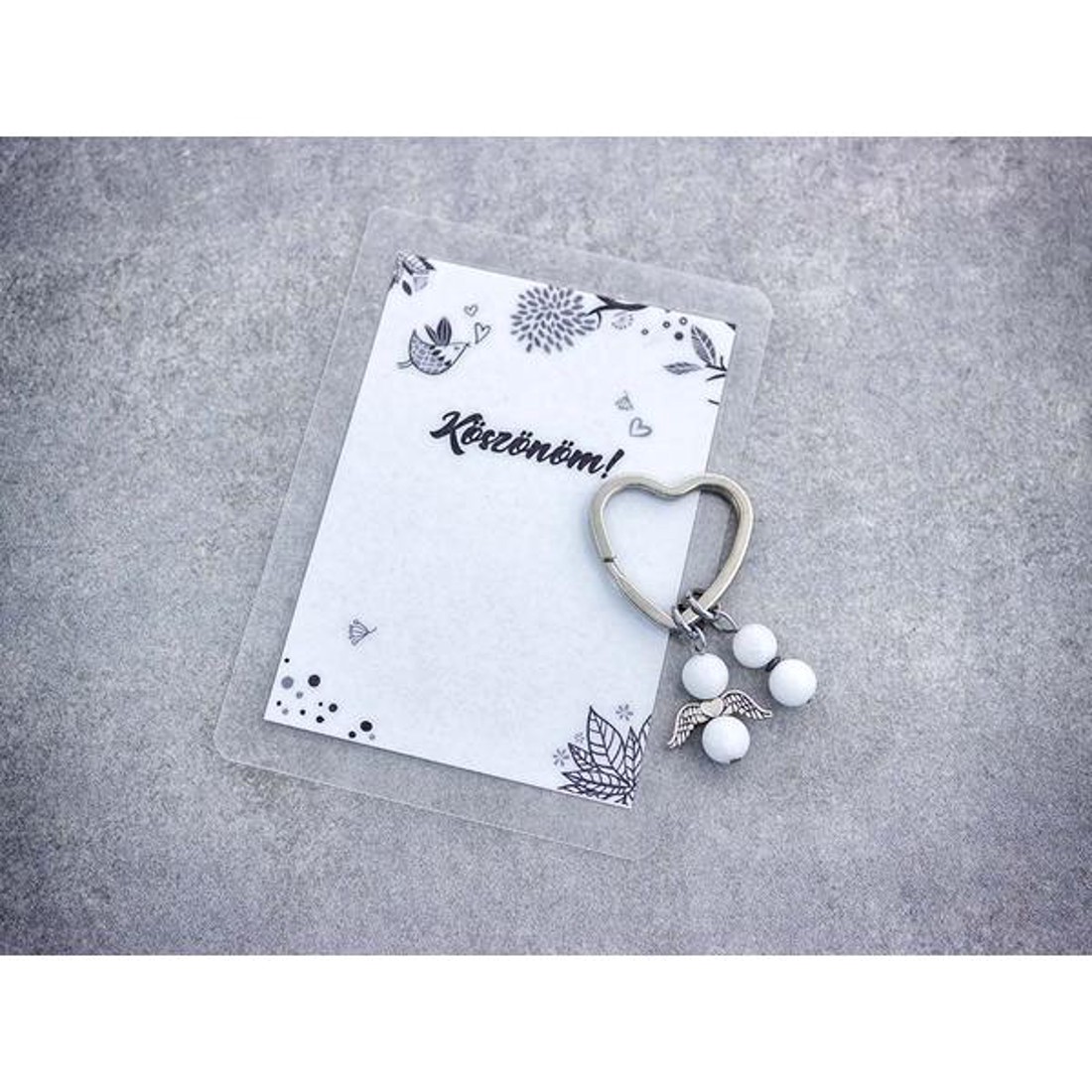 Köszönöm kulcstartó tejkvarccal - táska & tok - kulcstartó & táskadísz - kulcstartó - Meska.hu