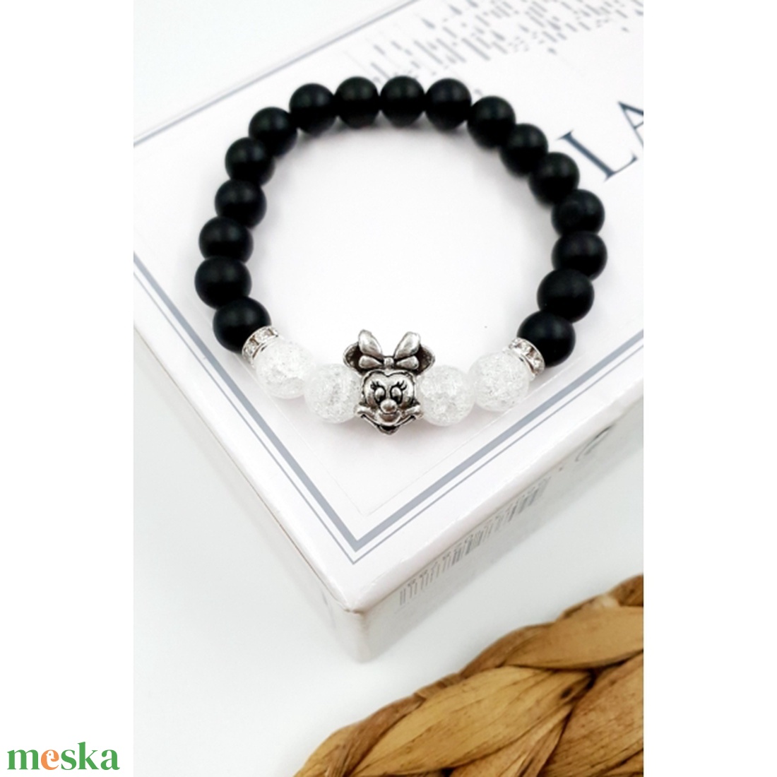 Minnie egeres ónix ásványkarkötő - ékszer - karkötő - ásványkarkötő - Meska.hu
