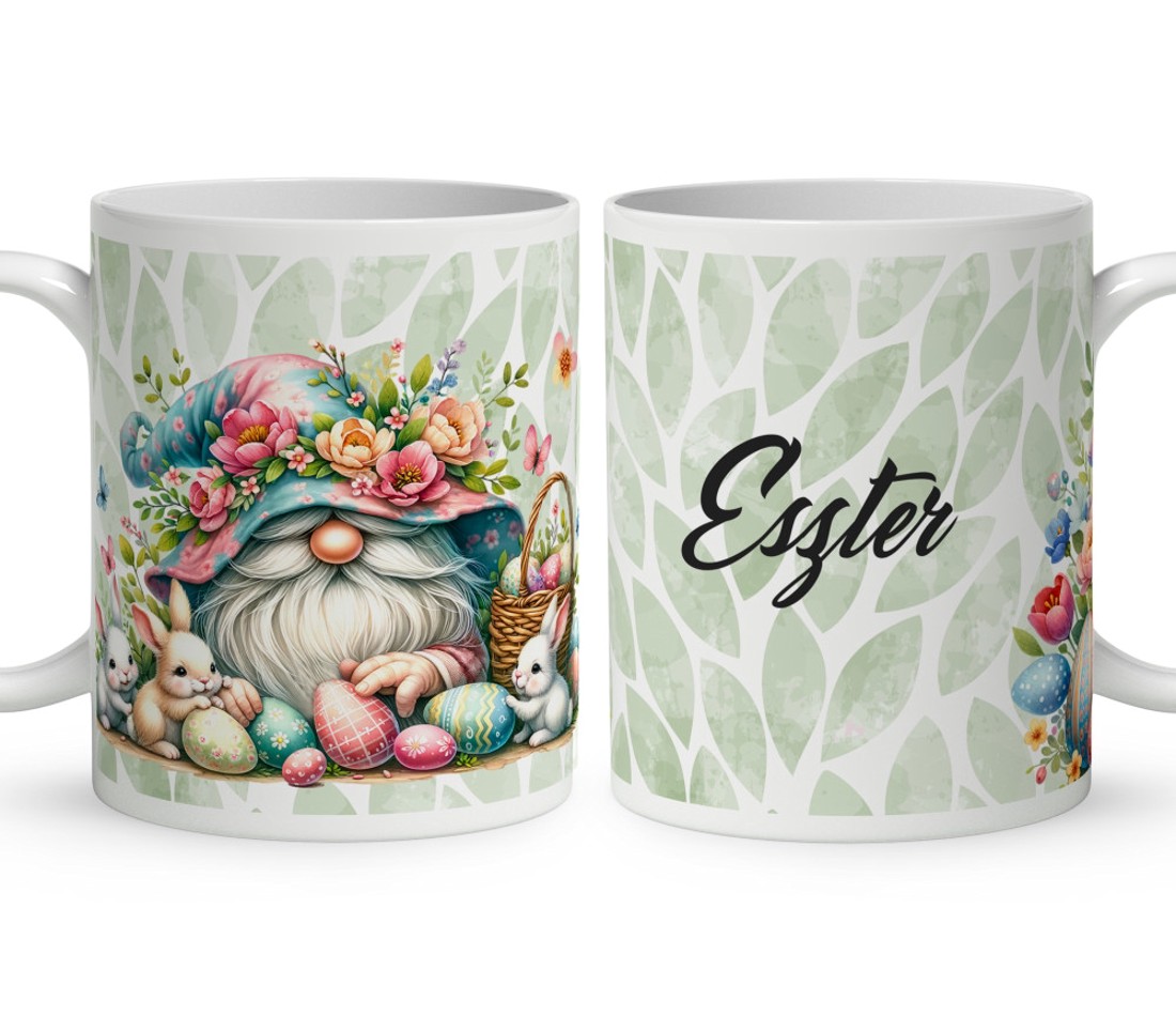 Névvel kérhető - Húsvéti manó és a nyuszikák mintás bögre - otthon & életmód - konyhafelszerelés, tálalás - tálalás - bögre & csésze - Meska.hu