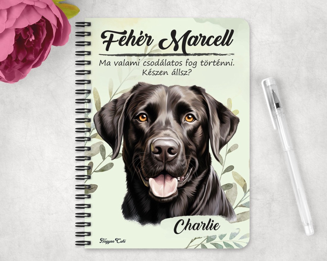 Személyre szabható - Fekete Labrador Retriever portré mintás A5-ös füzet - otthon & életmód - papír, írószer - jegyzetfüzet & napló - Meska.hu