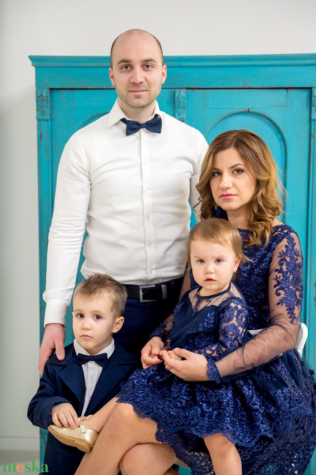 Anya-lánya sötétkék csipkeruha szett - - Meska.hu Anya-lánya sötétkék csipkeruha szett - - Meska.hu