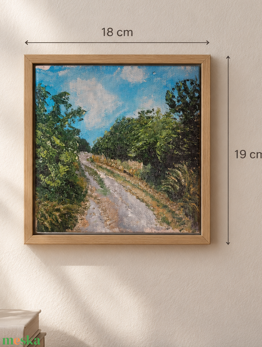 Eredeti, kisméretű olajkép (19 x 18 cm ): Békés vidéki út (Peaceful Country Lane) - művészet - festmény - olajfestmény - Meska.hu