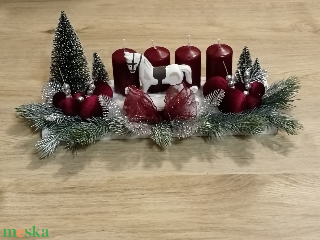 Hintalovas adventi asztali dísz - karácsony - adventi díszek - adventi koszorú - Meska.hu