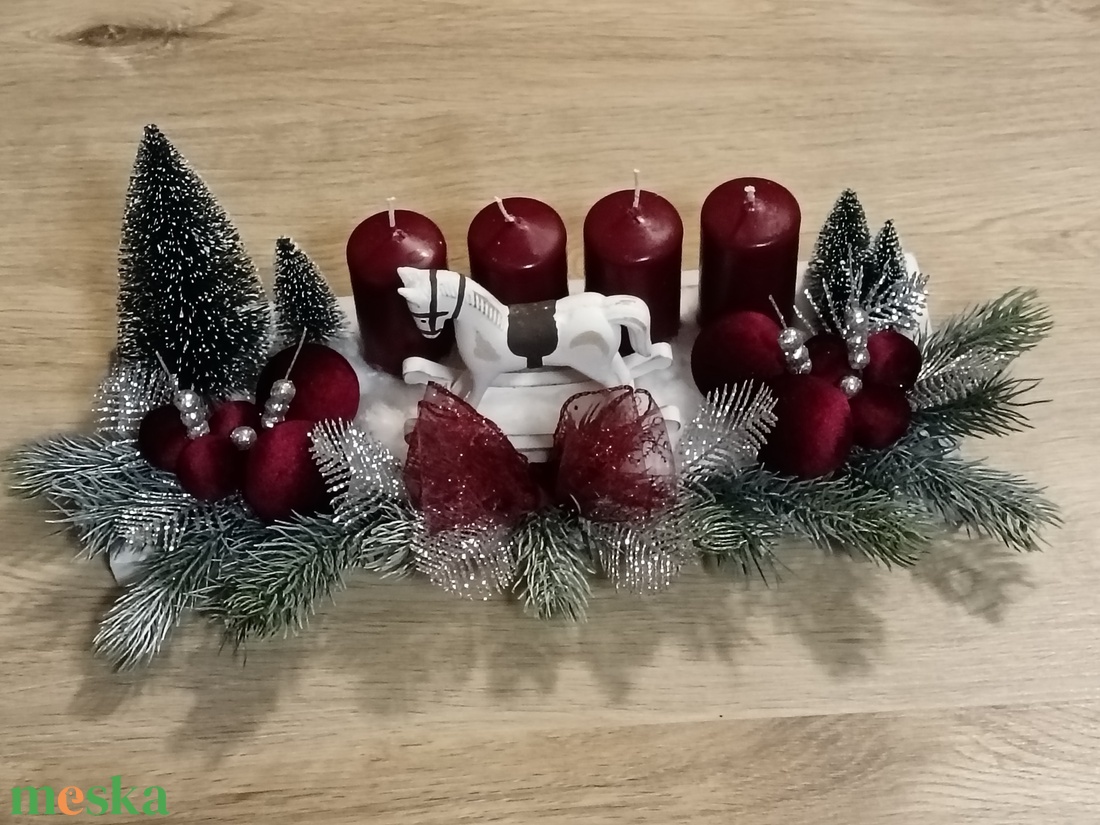 Hintalovas adventi asztali dísz - karácsony - adventi díszek - adventi koszorú - Meska.hu